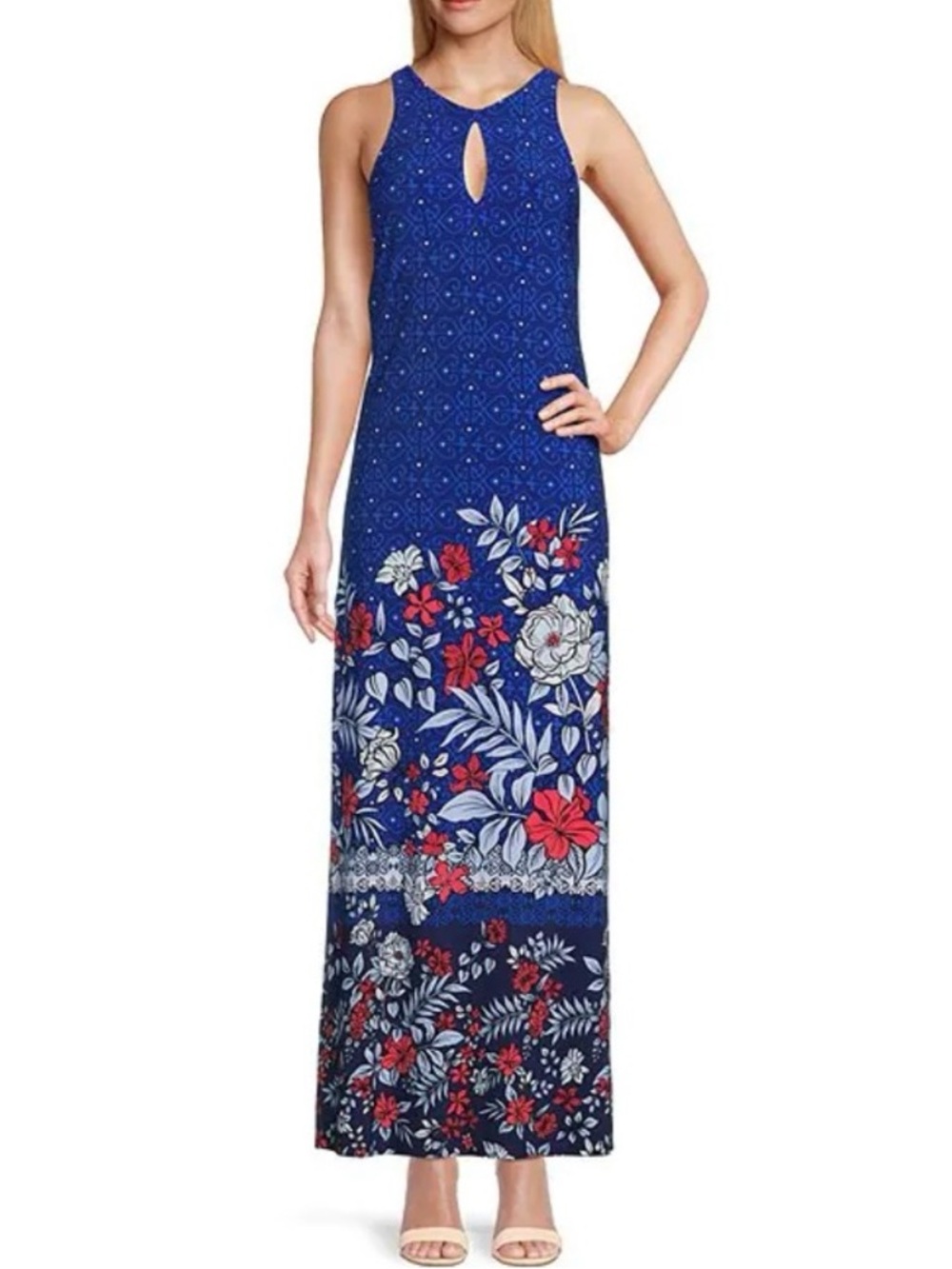 Tommy Bahama Carmela Geo Garden Maxi Dress Royal Blue Floral women’s size Small